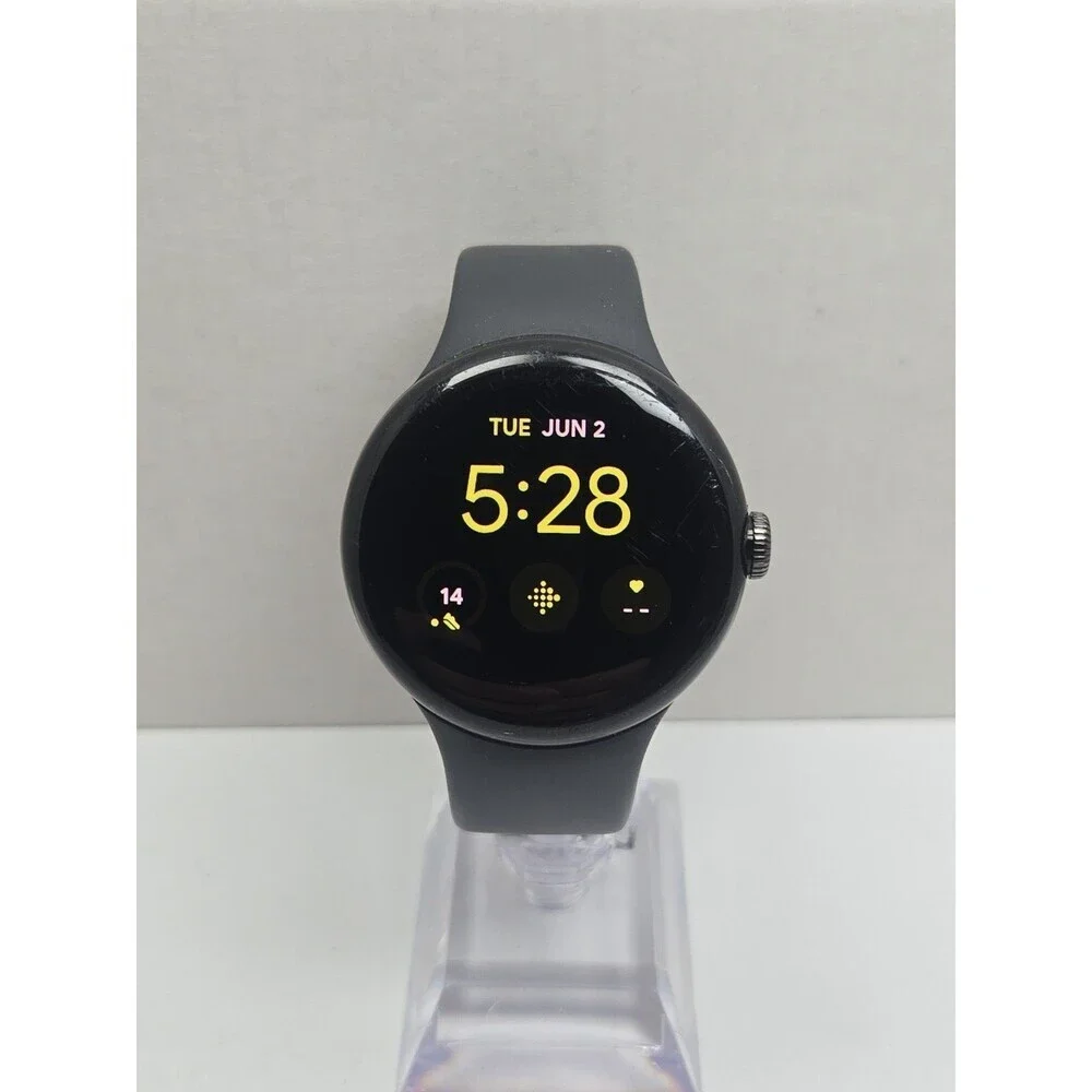Google Pixel Watch 1st Gen GWT9R LTE 4G Black Smartwatch Fitbit Tested - Read